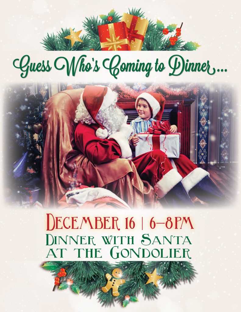 Poster advertising Gondolier's Dinner with Santa