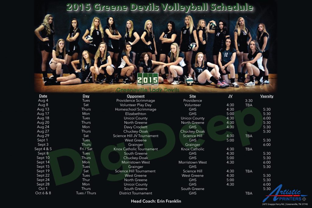 Poster for the Greene Devils Ladies Volleyball Team, 2015
