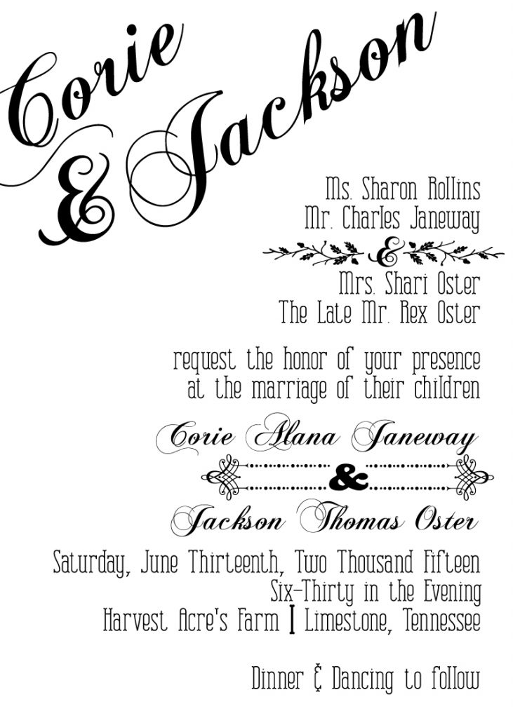 Wedding Invitation for Janeway - Oster