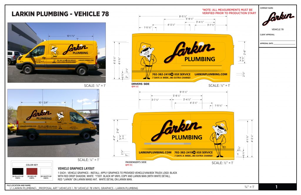 Conceptual Vinyl Vehicle Graphics - Larkin Plumbing, 2017
