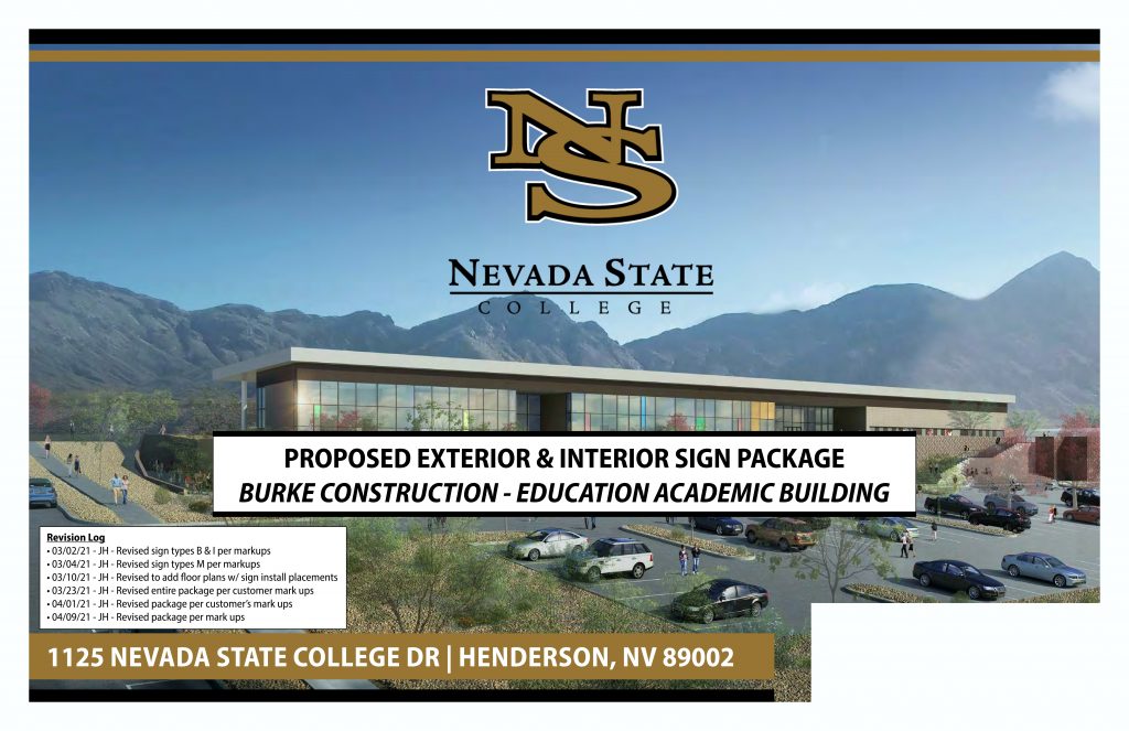 Signage Proposal for Nevada State College, Educational Academic Building, 2020